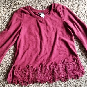 Dee Elly Madrid Lace Trim Knit Top